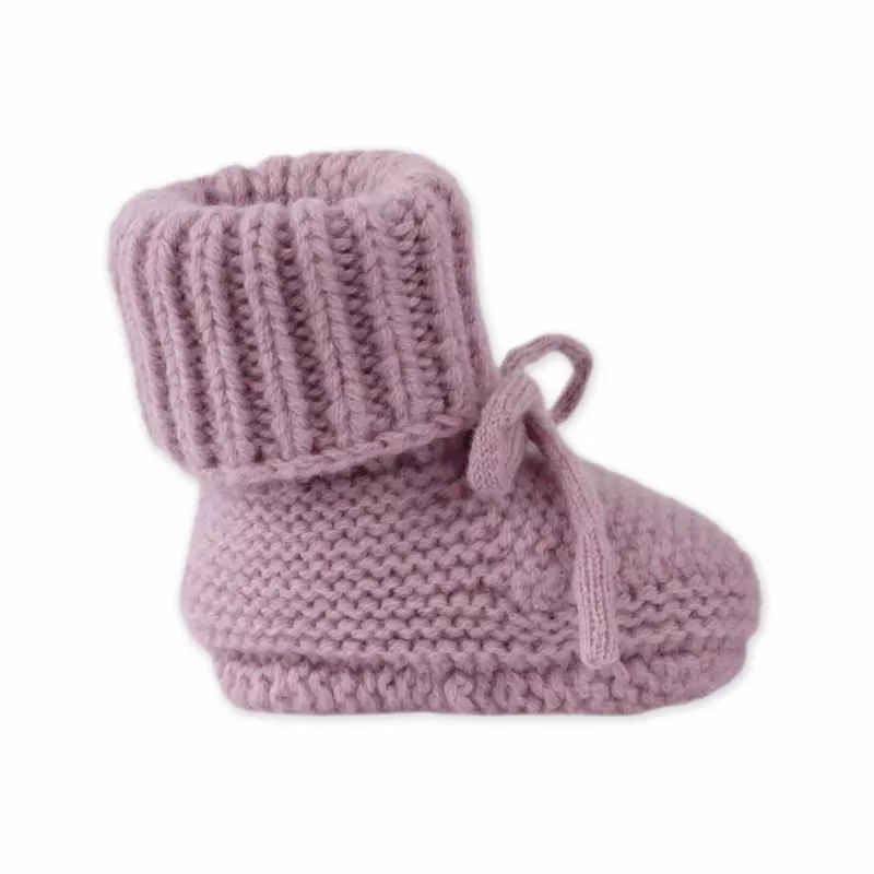 Lodger Pantufas de Lã Merino para Bebé, Mauve, 0-6 Meses