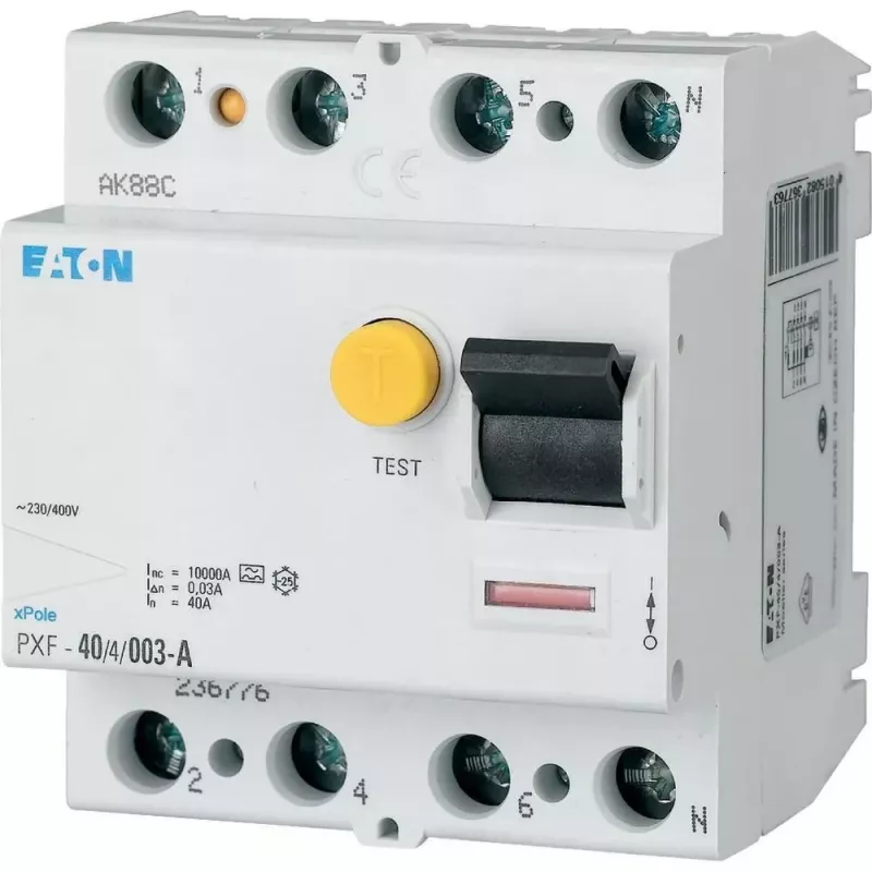 Interruptor diferencial Eaton PXF-63/4/003-B, 63 A, 4 polos, 30 mA, tipo B 300302