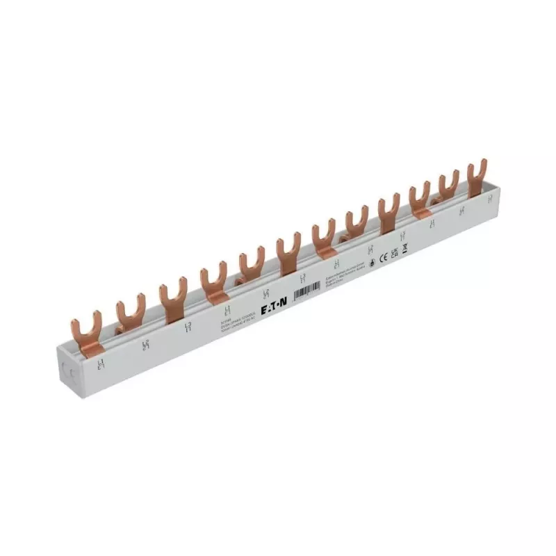Barramento coletor de garfo trifásico Eaton EVGK-3PHAS/12MODUL, 63A, 12 módulos, 10mm², para xPole MCBs/RCDs (EP-501069)
