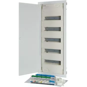 Quadro de distribuição embutido Eaton KLV-60UPP-F, 5 filas, 60 unidades de módulo, Branco 302410