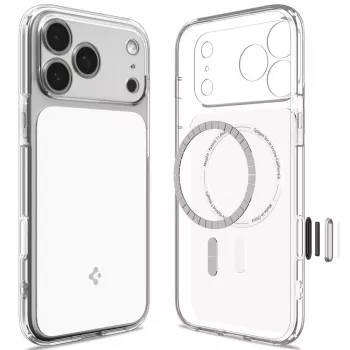 Capa MagSafe Spigen Ultra Hybrid T Mag para iPhone 18 Pro Max / 17 Pro Max - Branco brilhante