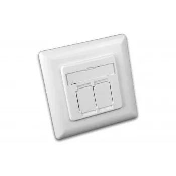 Tomada de dados embutida blindada Wirewin DD-TRIO-K5E UP2 WS Cat5e, 2x RJ45, LSA, Branco puro