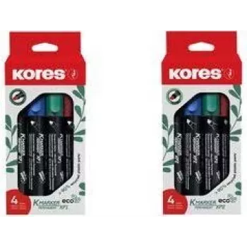 Marcador permanente Kores ECO XP1, ponta redonda, 3 mm, várias cores, pack de 4 M20764