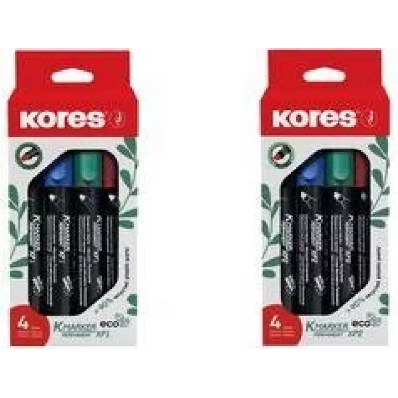 Marcador permanente Kores ECO XP1, ponta redonda, 3 mm, várias cores, pack de 4 M20764