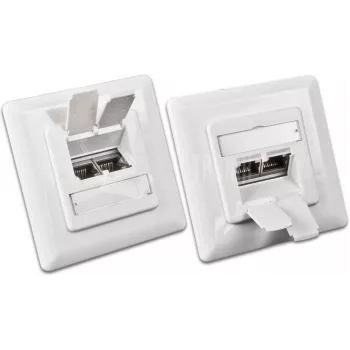 Tomada de dados encastrar CAT6 blindada Wirewin DD-TRIO-C6 UP2 WS, 2 portas, LSA, branco puro RAL 9010