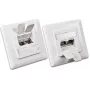 Tomada de dados encastrar CAT6 blindada Wirewin DD-TRIO-C6 UP2 WS, 2 portas, LSA, branco puro RAL 9010