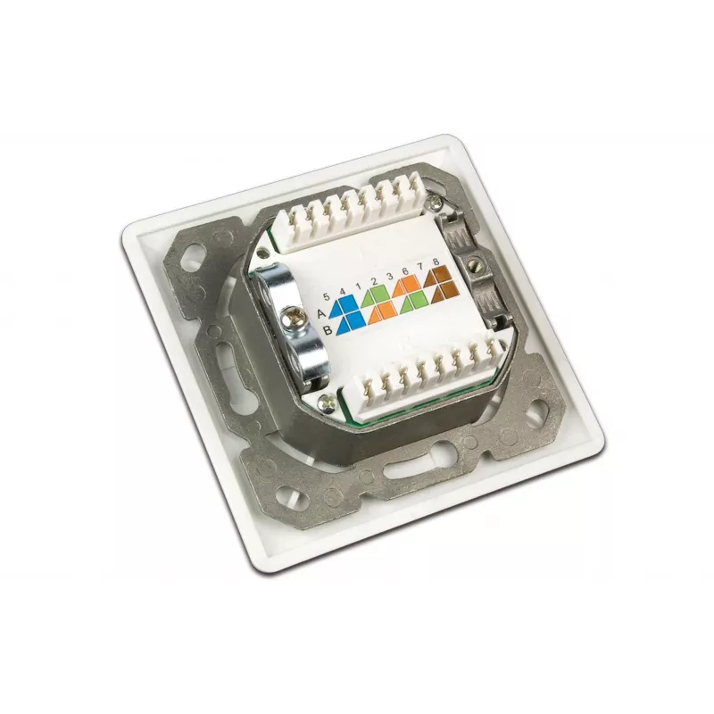 Tomada de dados encastrar CAT6 blindada Wirewin DD-TRIO-C6 UP2 WS, 2 portas, LSA, branco puro RAL 9010