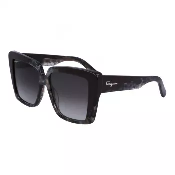 Óculos de sol de mulher Ferragamo SF1060S-21 com borboleta, Havana/castanho degradê, 55mm