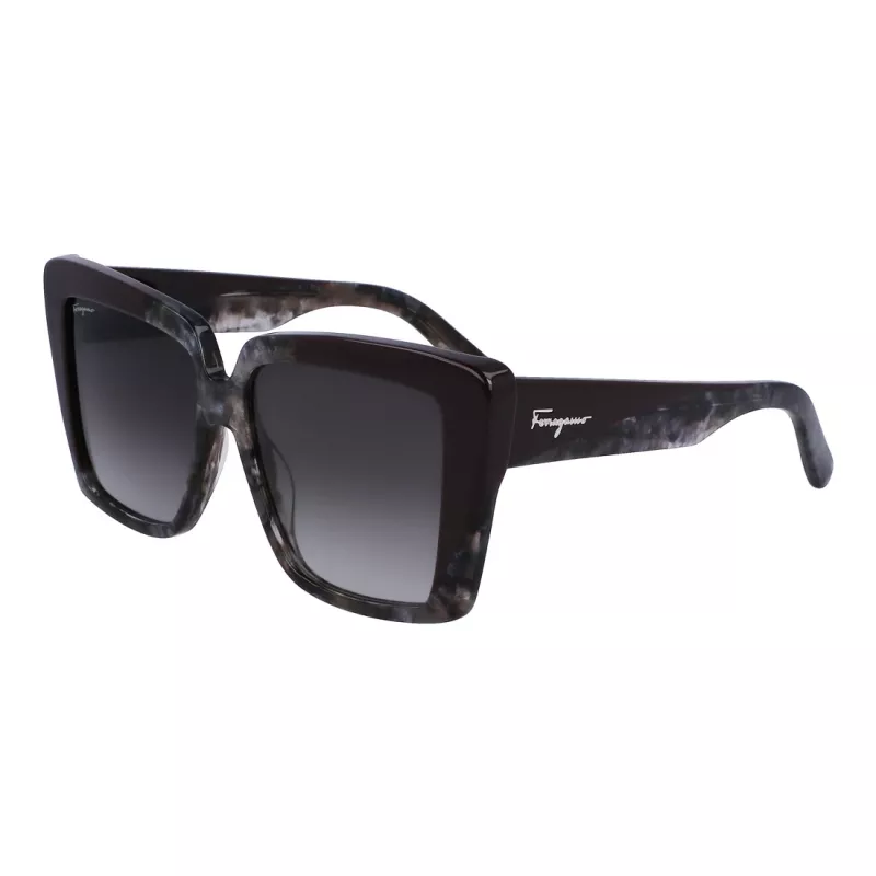 Óculos de sol de mulher Ferragamo SF1060S-21 com borboleta, Havana/castanho degradê, 55mm