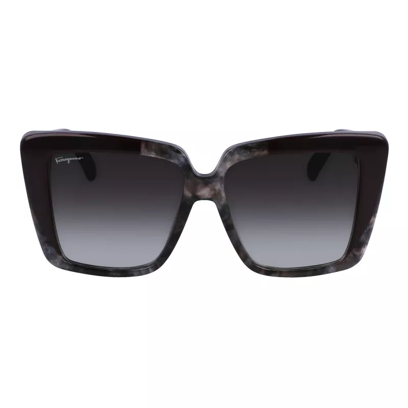 Óculos de sol de mulher Ferragamo SF1060S-21 com borboleta, Havana/castanho degradê, 55mm
