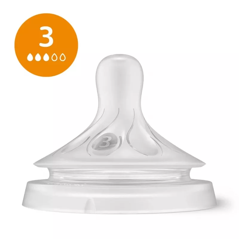 Conjunto de tetinas de silicone para biberões Philips Avent Natural Response (pack de 3, Flow 3, 1+ meses)