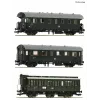 Roco 6200131 H0 conjunto comboio secundário DR 2: 2x vagões de passageiros 2.ª classe Bip e 1x vagão de compartimentos 2.ª classe B3