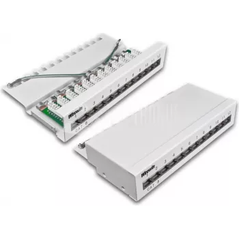 Wirewin patch panel de secretária 12 portas CAT6, blindado, ligação LSA+ (DVP-TRIO-K6 12)