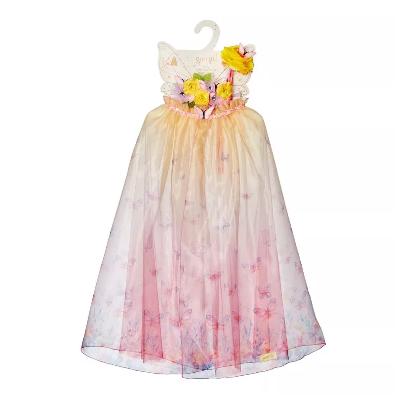 Souza! Conjunto de fantasia de borboleta com capa, arco de cabelo e varinha Danae 5-7 anos