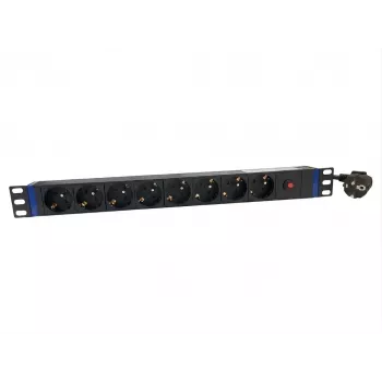 DSIT PDU 19 polegadas 8 tomadas com interruptor principal e proteção contra sobrecarga (DS-8PDU-MO-PE)
