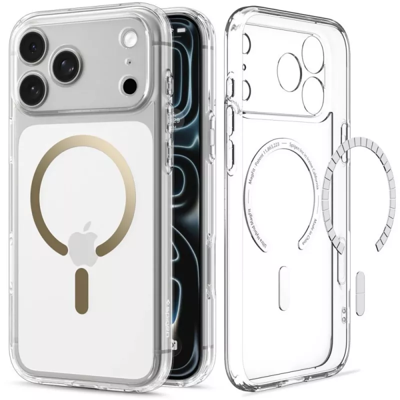 Capa SPIGEN Ultra Hybrid MagSafe para iPhone 17 Pro Max / 18 Pro Max – transparente/dourado