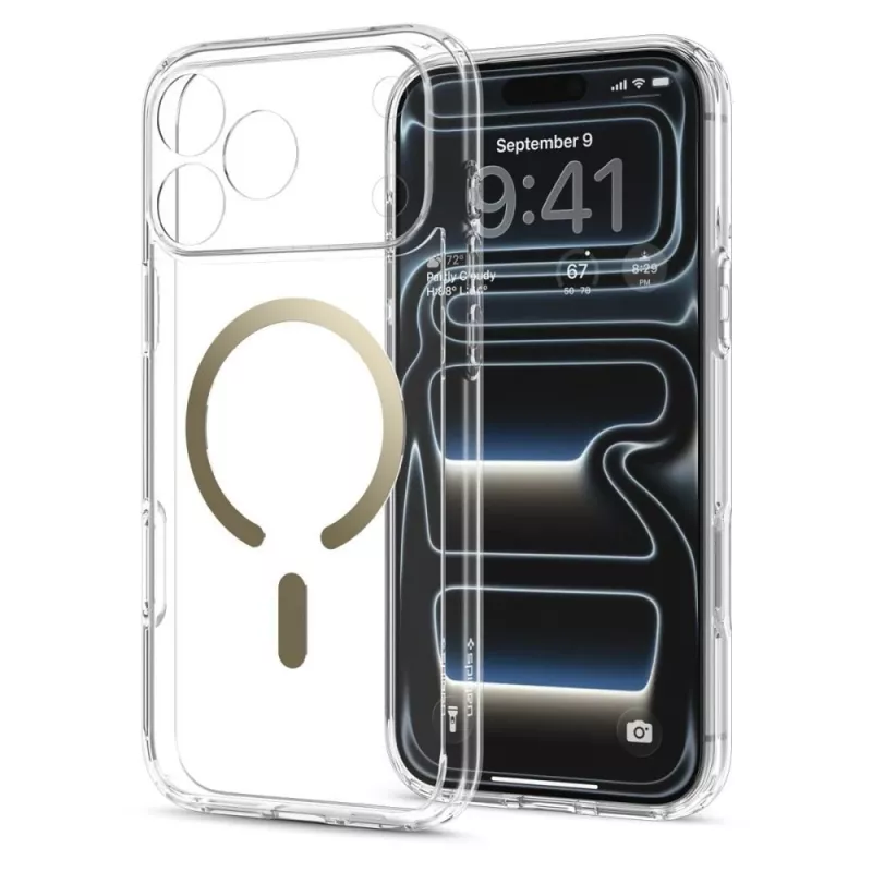 Capa SPIGEN Ultra Hybrid MagSafe para iPhone 17 Pro Max / 18 Pro Max – transparente/dourado