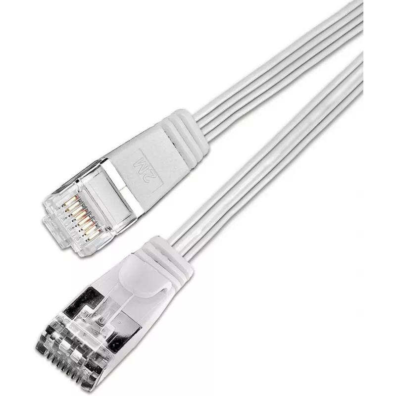 Cabo de rede Ethernet Slim Cat6 U/FTP Wirewin Triotronik 0,15 m, ficha RJ45 macho a macho, branco (PKW-STP-SLIM-KAT6 0.15 WS)