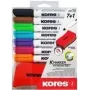 Conjunto de marcadores de quadro branco Kores, 7 marcadores + apagador, ponta redonda, 3,0 mm, secagem rápida, várias cores (M20866)