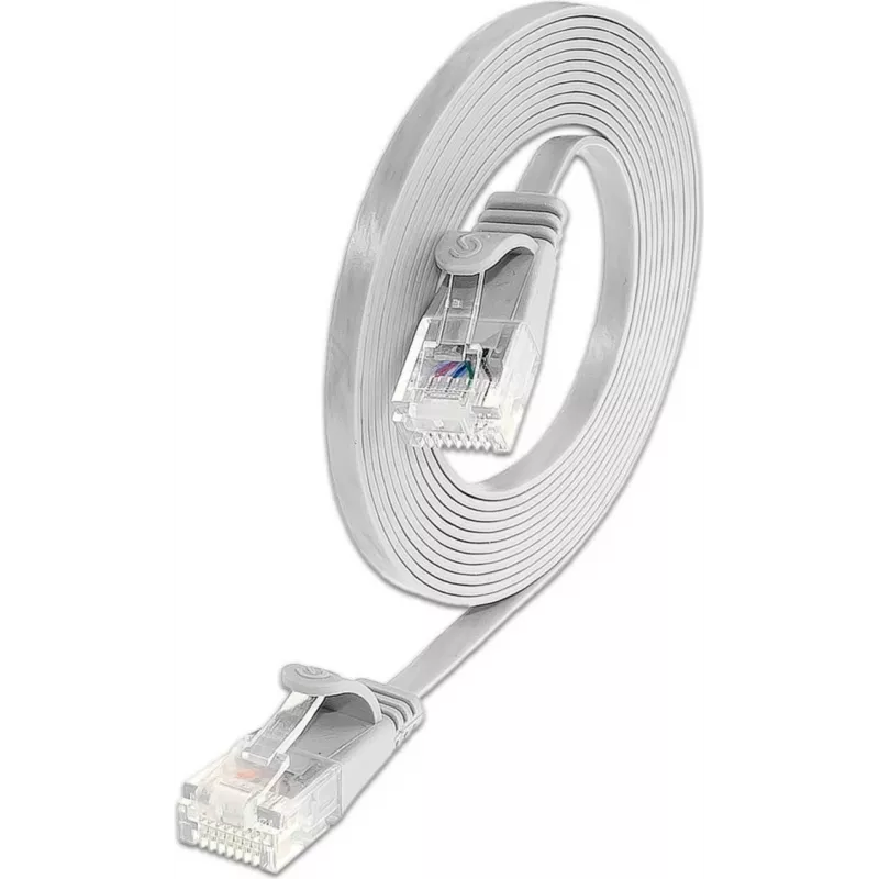 Cabo patch Ethernet slim Wirewin Triotronik PKW-SLIM-KAT6 20.0 WS - 20 m Cat6 U/UTP branco, ficha RJ45 a ficha, Gigabit