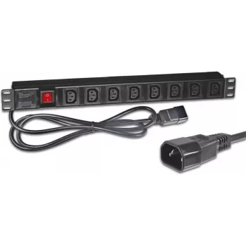 Wirewin NVL8 UPS versão 19 polegadas 1U Rackmount PDU, 8 saídas IEC C13, entrada IEC C14, 10A, 2300W, preto
