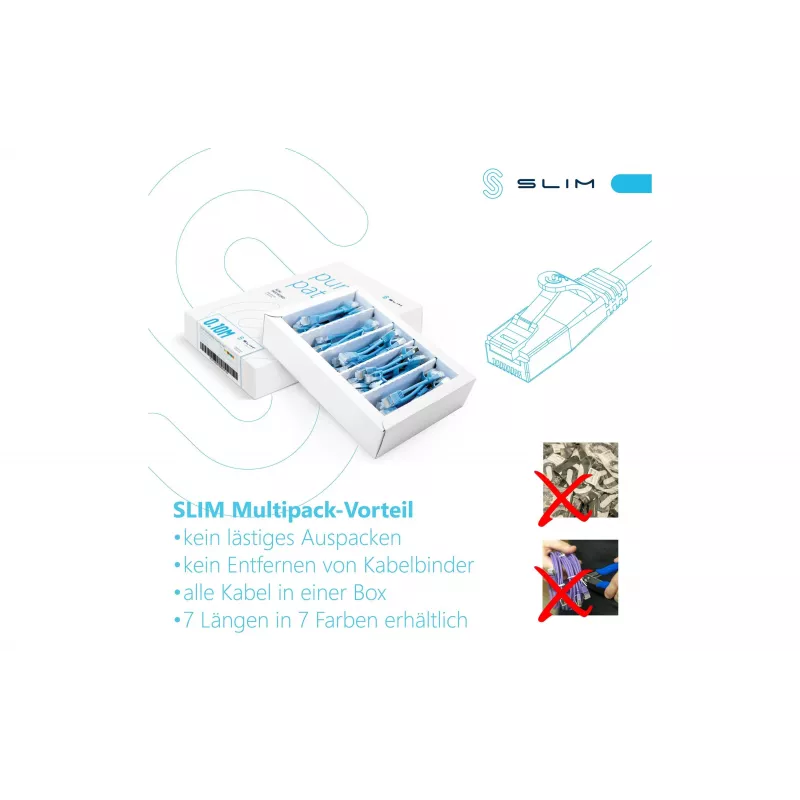 Wirewin SLIM-LS-K6A 2.0 OR 60 Cabo patch Ethernet Cat.6A U/FTP Slim, 2 m, laranja, pack de 60