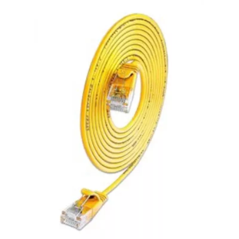 Wirewin SLIM KAT6A 10 Gigabit Cabo patch Light, U/UTP, Ø 3,6 mm, amarelo, 0,1 m SLIM-L-UU-K6A 0.1 YE