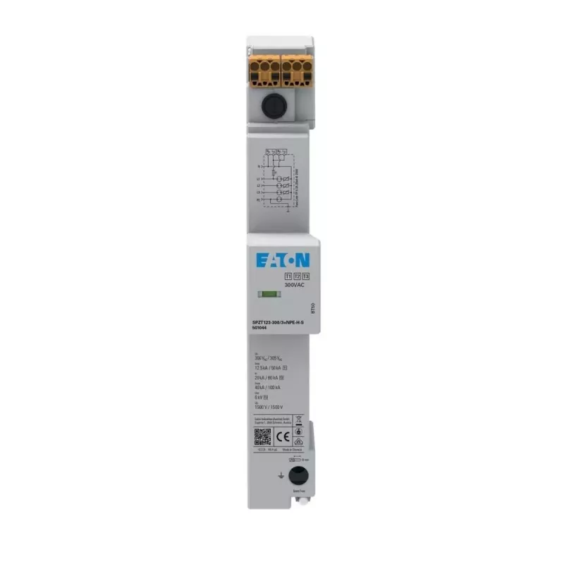 Eaton SPZT123-300/3+NPE-HS dispositivo de proteção contra sobretensões para barra coletora de 40mm, tipo 2+3, 3+NPE, 300V AC 501044