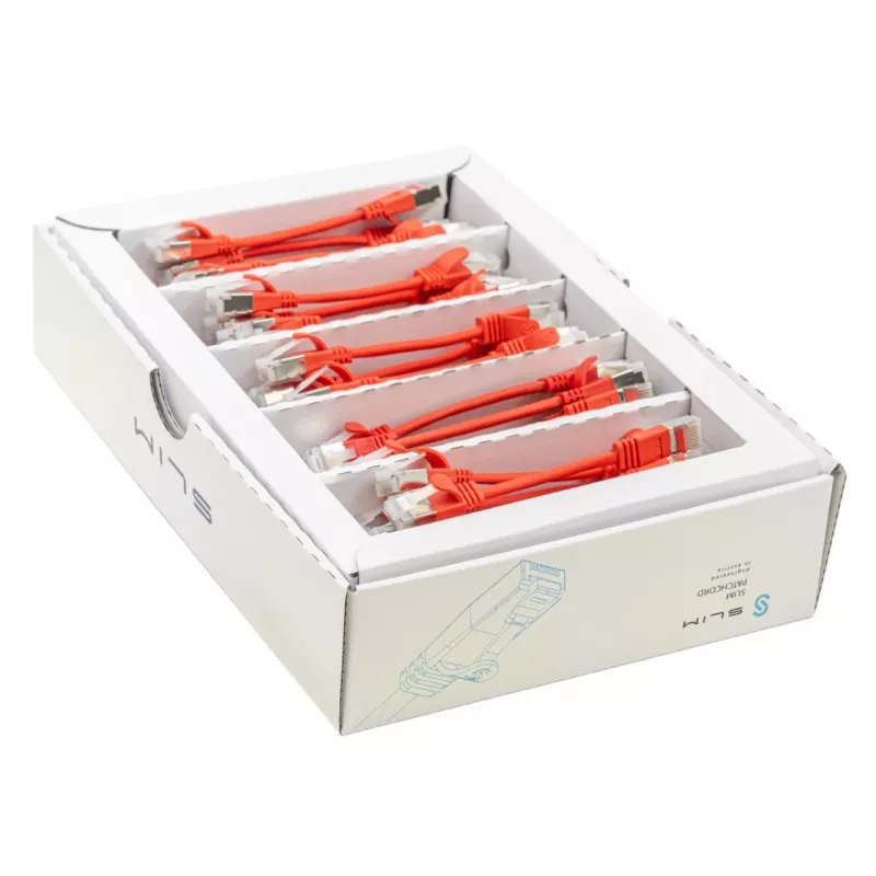Wirewin SLIM-LS-K6A 0.1 RD 50 cabo de rede Ethernet Slim Cat6a U/FTP, 0,1m, vermelho, pack de 50