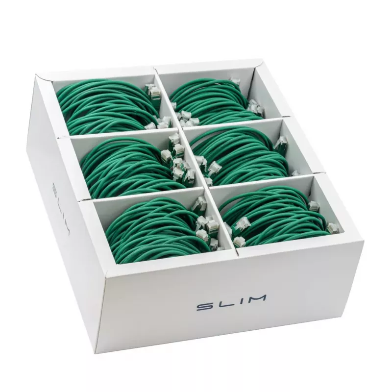 Wirewin SLIM-LS-K6A 2.0 GN 60 cabo de rede Cat6A U/FTP, 2,0 m, verde, pack de 60