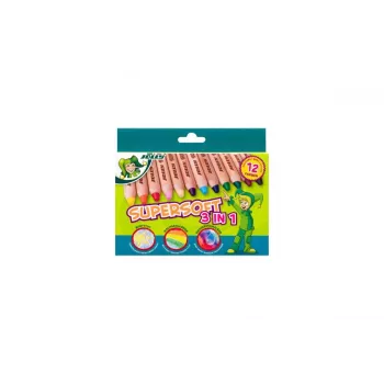 JOLLY Supersoft lápis de cor 3 em 1, várias cores, 12 unidades (5956-0002)