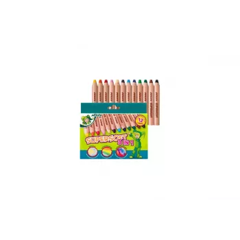 JOLLY Supersoft lápis de cor 3 em 1, várias cores, 12 unidades (5956-0002)
