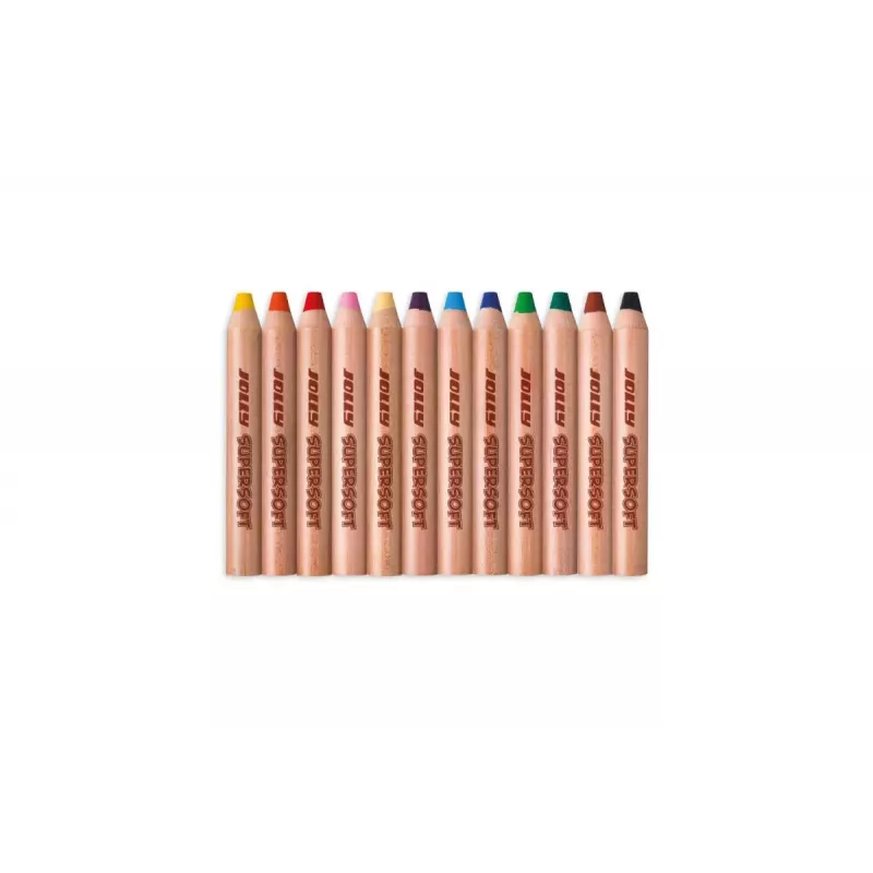 JOLLY Supersoft lápis de cor 3 em 1, várias cores, 12 unidades (5956-0002)