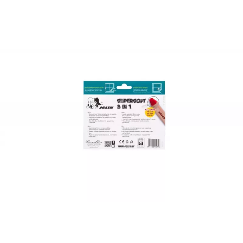 JOLLY Supersoft lápis de cor 3 em 1, várias cores, 12 unidades (5956-0002)