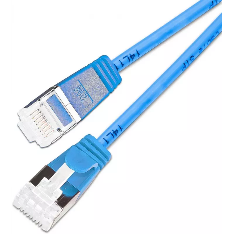 Cabo de patch Ethernet slim Wirewin SLIM-LS-K6A 0.25 BL 50 Cat.6A U/FTP, 0,25m, azul, pack de 50