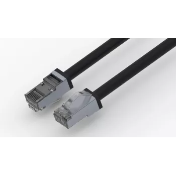 Cabo patch exterior Wirewin Cat.6A S/FTP, bainha PUR anti-UV, preto, 0,5 m (PKW-OUT-SF-K6A-PUR 0.5)