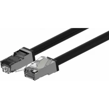 Cabo patch exterior Wirewin Cat.6A S/FTP, bainha PUR anti-UV, preto, 0,5 m (PKW-OUT-SF-K6A-PUR 0.5)