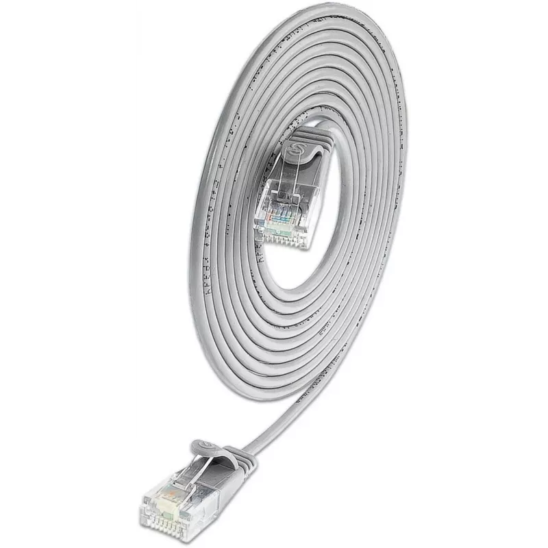 Cabo patch Wirewin SLIM KAT6A 10 Gigabit Light redondo, U/UTP, Ø 3,6 mm, cinzento (SLIM-L-UU-K6A 0.1)