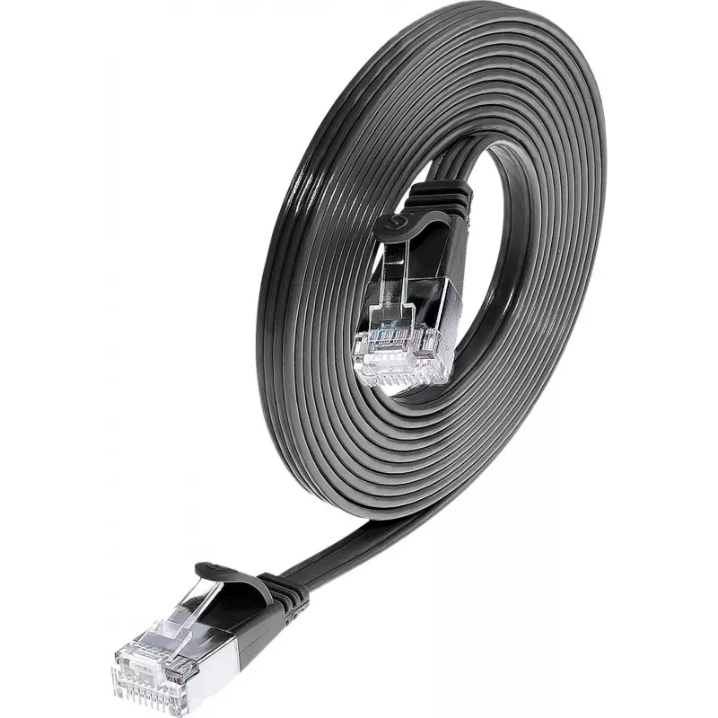 Cabo patch slim Wirewin SLIM KAT6, U/FTP, plano, preto, 0,75 m PKW-STP-SLIM-KAT6 0.75 SW