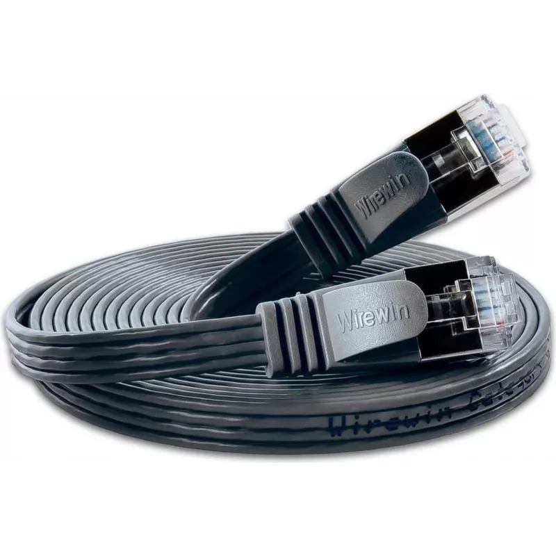 Cabo patch slim Wirewin SLIM KAT6, U/FTP, plano, preto, 0,75 m PKW-STP-SLIM-KAT6 0.75 SW