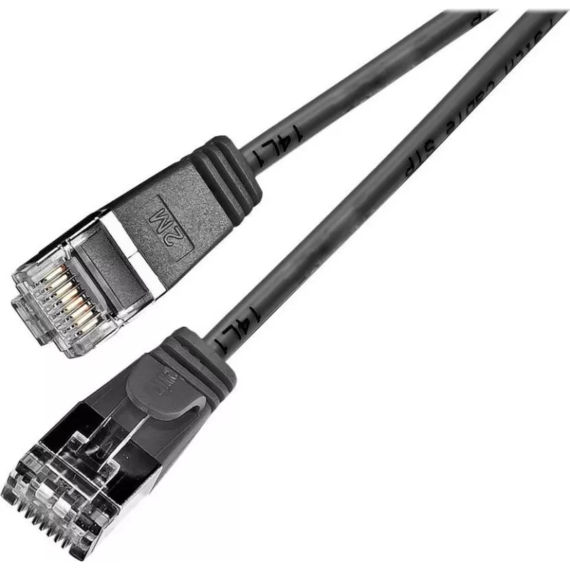 Cabo Patch Ethernet Cat6 Wirewin Triotronik PKW-LIGHT-STP-K6 0,25 SW, ficha RJ-45 macho a macho, blindado, preto, 0,25 m