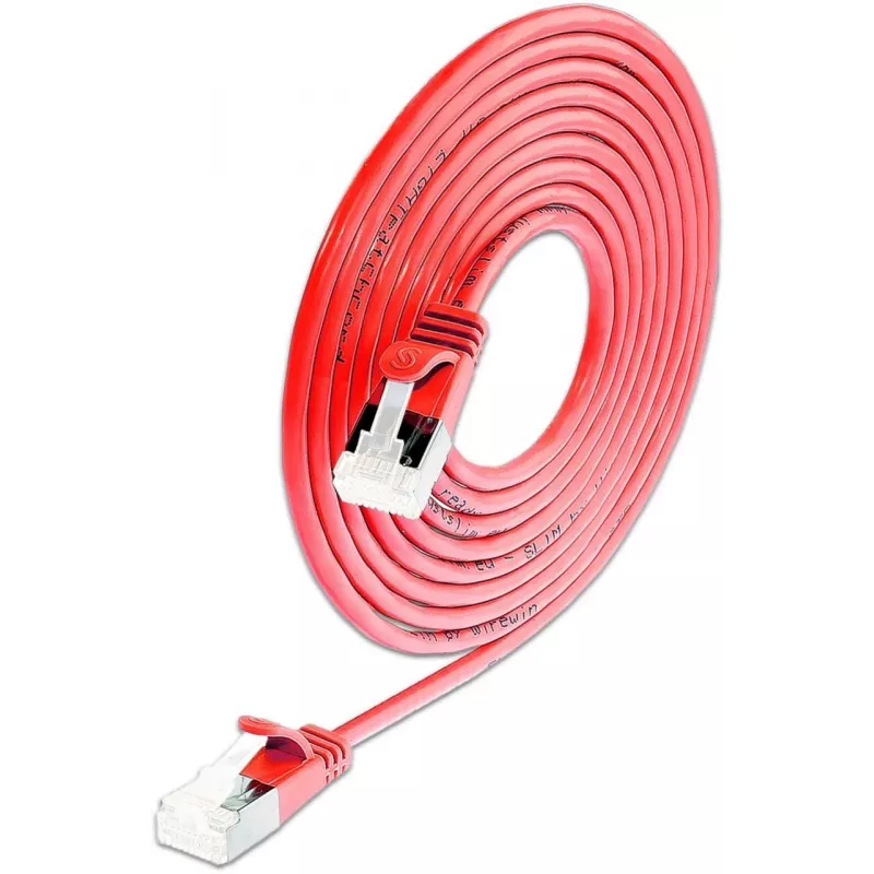 Cabo Patch Light SLIM KAT6A 10 Gigabit Wirewin, 0,15 m, U/FTP, Ø 3,8 mm, vermelho, pack de 50 SLIM-LS-K6A 0.15 RD 50