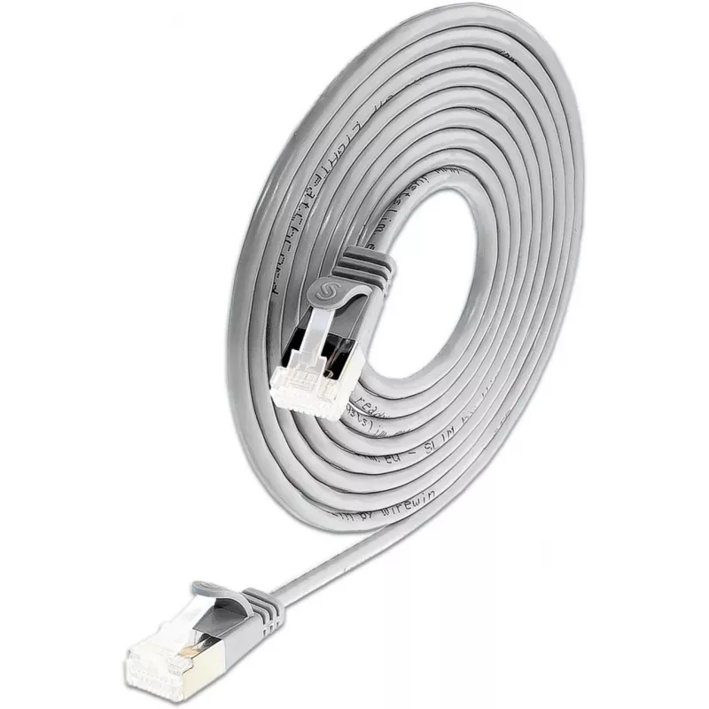 Cabo de rede Ethernet Patch Slim Cat6A Wirewin SLIM-LS-K6A 0,15 50, 0,15 m, U/FTP, cinzento, pack de 50