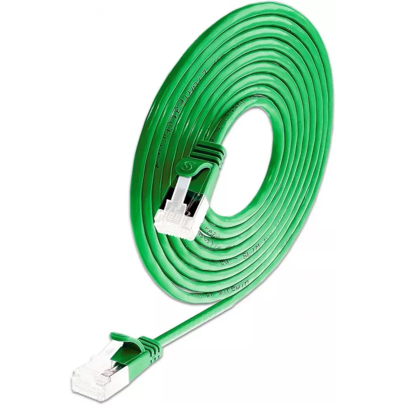 Cabo de rede Ethernet Patch Slim Cat6a U/FTP Wirewin SLIM-LS-K6A 0.15 GN 50, 0,15 m, verde, pack de 50