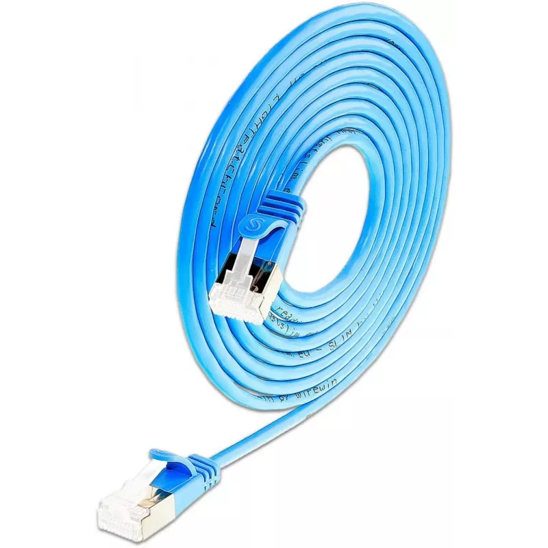 Cabo de rede Ethernet Patch Slim Cat6A Wirewin SLIM-LS-K6A 0.15 BL 50, 0,15 m, U/FTP, azul, pack de 50