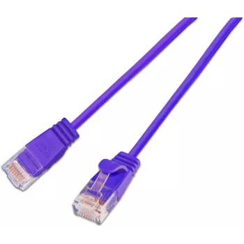 Cabo patch leve redondo Wirewin SLIM KAT6A 10 Gigabit, U/UTP, Ø 3,6 mm, violeta (SLIM-L-UU-K6A 0.1 VT)