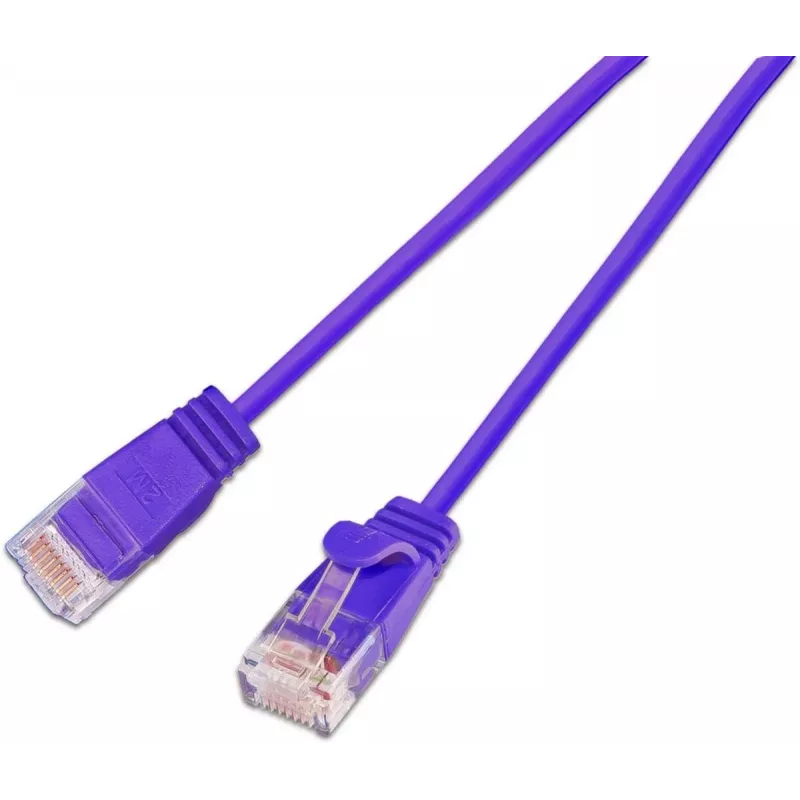 Cabo patch leve Wirewin SLIM KAT6A 10 Gigabit redondo, U/UTP, Ø 3,6 mm, violeta (SLIM-L-UU-K6A 1.0 VT)