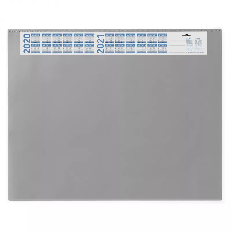 Tapete de secretária DURABLE com película transparente e calendário 65x52 cm cinzento