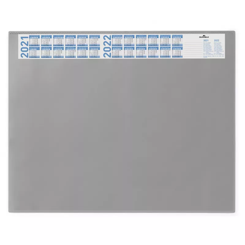 Tapete de secretária DURABLE com película transparente e calendário 65x52 cm cinzento