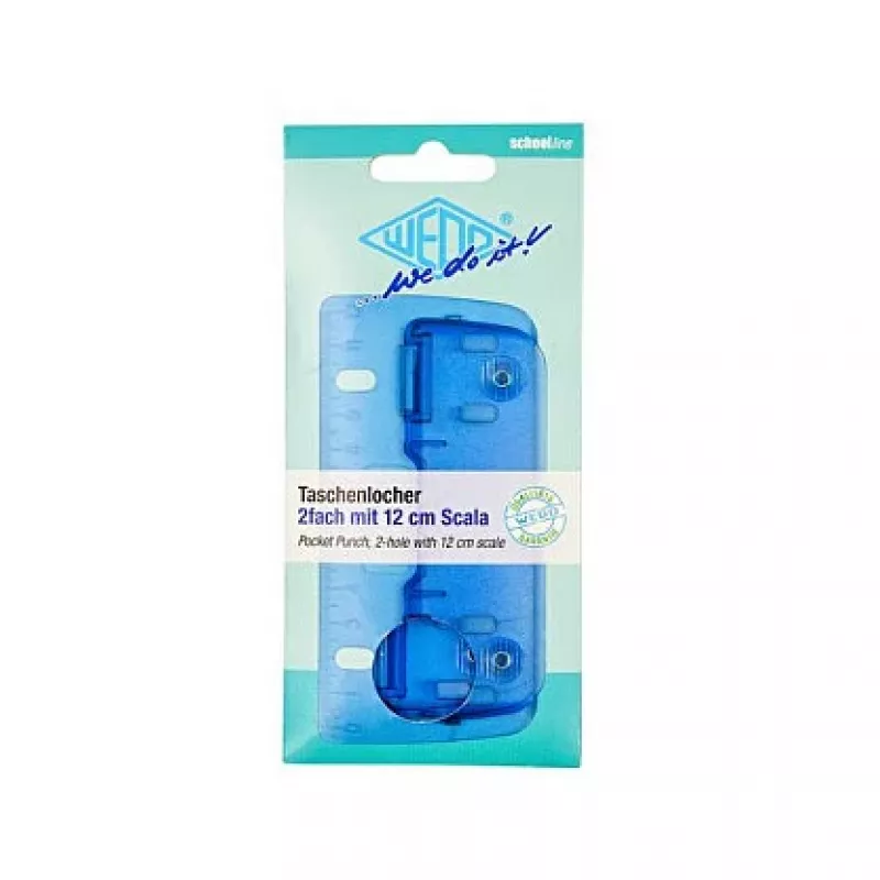 WEDO 67803 furador de bolso azul-gelo, 2 furos, 8 folhas, 6 mm